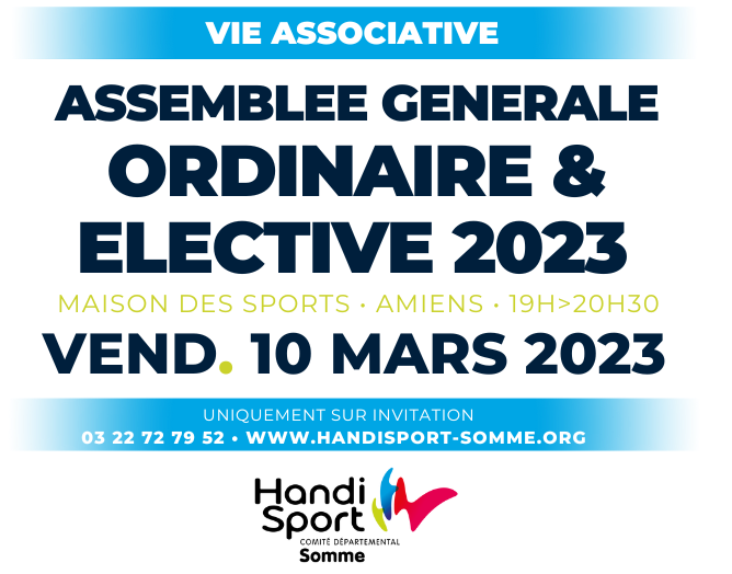 ASSEMBLÉE GÉNÉRALE 2023 / Comité Départemental Handisport de la Somme @ Maison des Sports d'Amiens