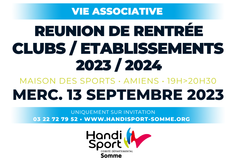 VIE ASSOCIATIVE / Réunion de Rentrée Clubs/Etablissements 2023/2024 @ Maison des Sports d'Amiens